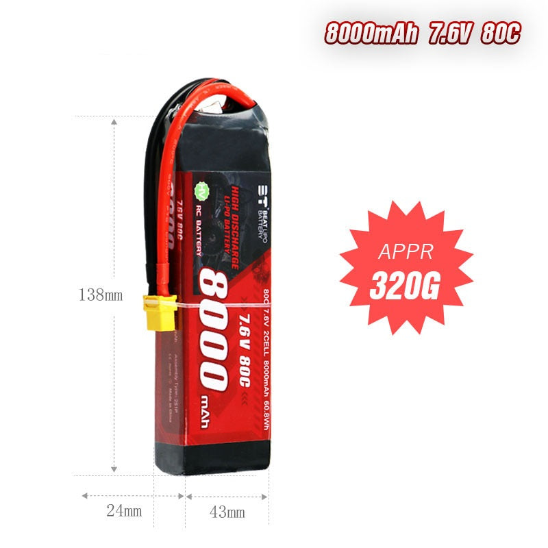 8000mAh 80C LiHV Battery Series – 2S / 3S / 4S / 6S High-Voltage High-Capacity Packs for RC & FPV (XT60 / Anti-Slip T-Plug)