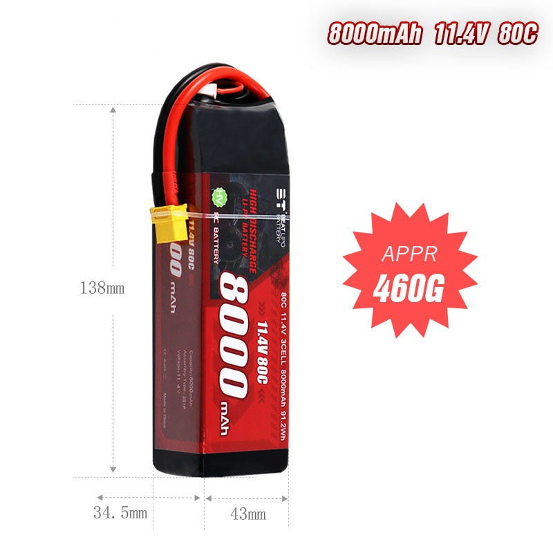 8000mAh 80C LiHV Battery Series – 2S / 3S / 4S / 6S High-Voltage High-Capacity Packs for RC & FPV (XT60 / Anti-Slip T-Plug)