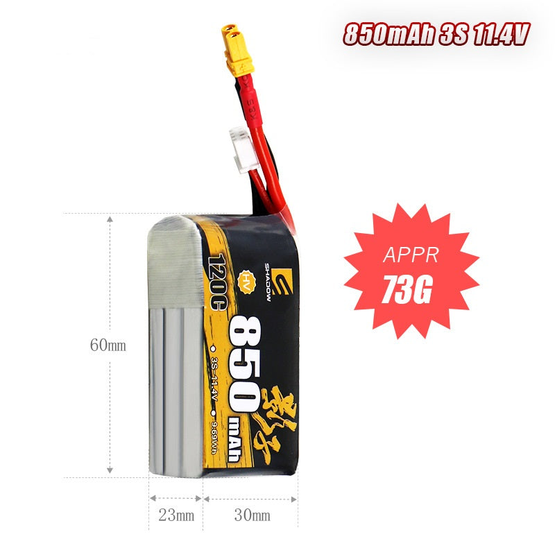 850mAh 120C LiHV Battery Series – 2S / 3S / 4S / 6S High-Voltage Packs for FPV Drones & Mini RC (XT60 / XT30)