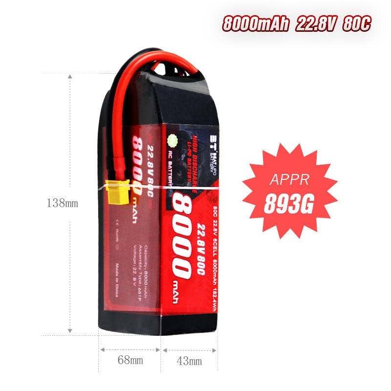 8000mAh 80C LiHV Battery Series – 2S / 3S / 4S / 6S High-Voltage High-Capacity Packs for RC & FPV (XT60 / Anti-Slip T-Plug)