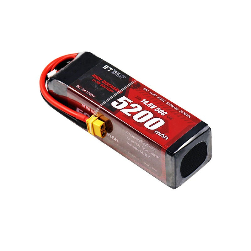 5200mAh 4S 14.8V 50C LiPo Battery – High-Capacity Race Pack for RC Cars & FPV Drones (XT60 / T-Plug)