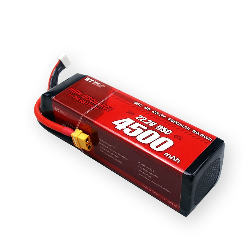 4500mAh 6S 22.2V 95C LiPo Battery – High-Capacity High-Burst Pack for Large RC & FPV Drones (XT60 / T-Plug)