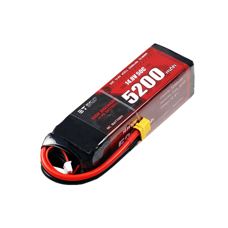 5200mAh 4S 14.8V 50C LiPo Battery – High-Capacity Race Pack for RC Cars & FPV Drones (XT60 / T-Plug)
