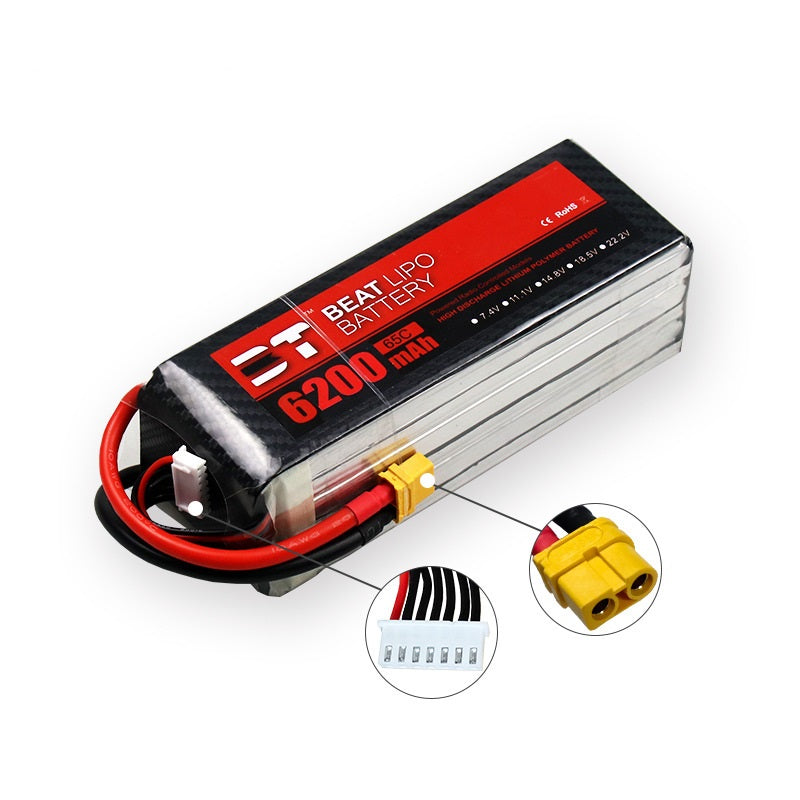 6200mAh 6S 22.2V 65C LiPo Battery – High-Capacity High-Burst Pack for Long-Range FPV & Large RC (XT60 / T-Plug)