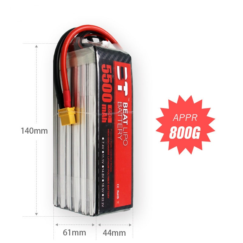 5500mAh 6S 22.2V 65C LiPo Battery – High-Capacity High-Burst Pack for Long-Range FPV & Large RC (XT60 / T-Plug)