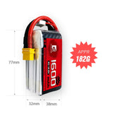 1600mAh 150C LiPo Battery Series – 4S / 6S High-Capacity High-Burst Packs for FPV Racing & Freestyle (XT60)