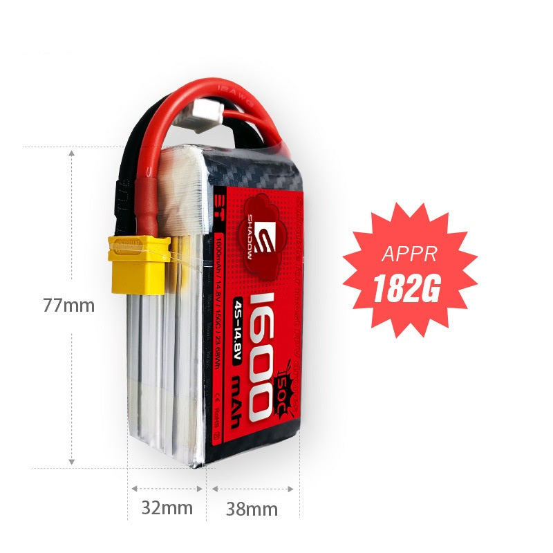 1600mAh 150C LiPo Battery Series – 4S / 6S High-Capacity High-Burst Packs for FPV Racing & Freestyle (XT60)