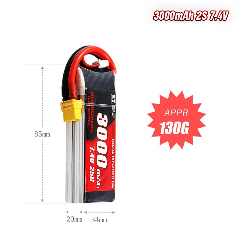 3000mAh 25C LiPo Battery Series – 2S / 3S High-Capacity Long-Endurance Packs for FPV Drones & RC (XT60 / Anti-Slip T-Plug)