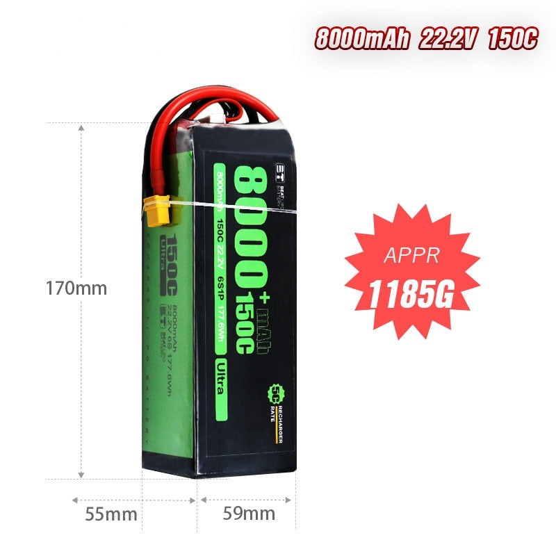8000mAh 6S 22.2V 150C LiPo Battery – Ultra-High-Capacity Extreme-Burst Pack for X-Class & Heavy-Lift FPV (XT60)