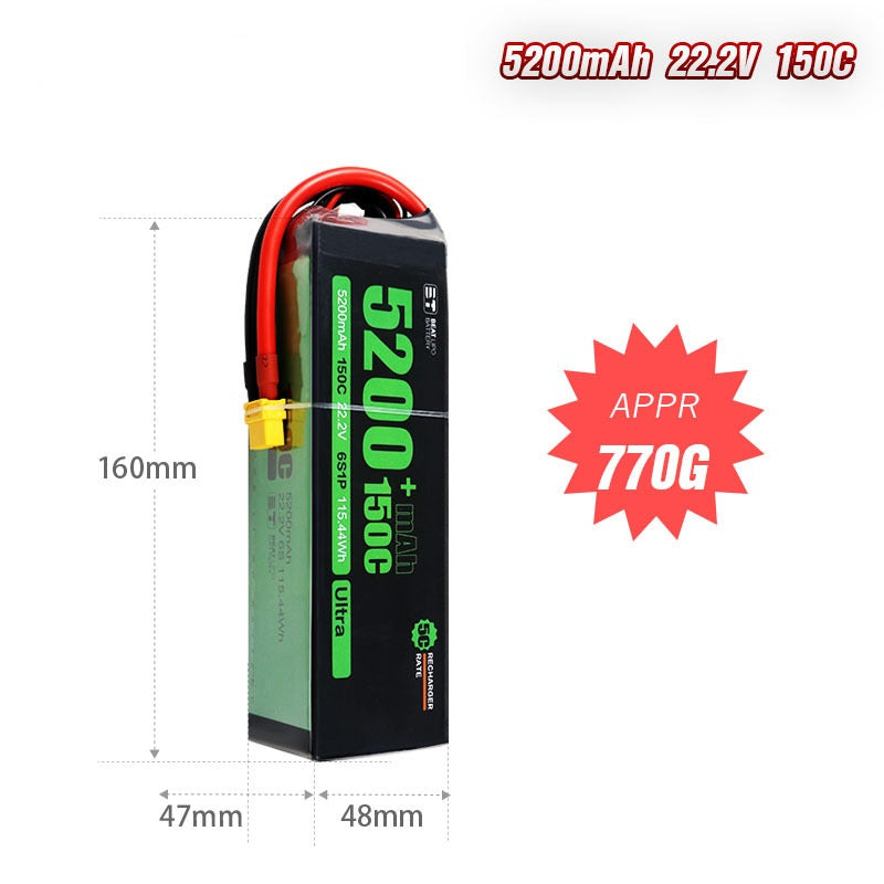 5200mAh 6S 22.2V 150C LiPo Battery – Ultimate High-Capacity Race Pack for X-Class & Heavy-Lift (XT60)