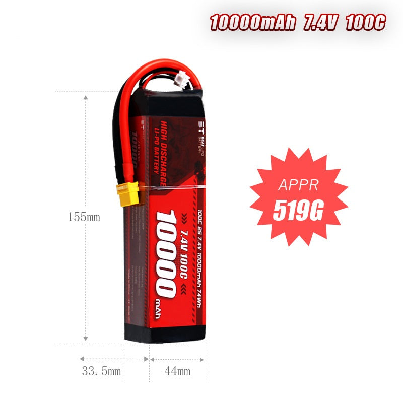 10000mAh 100C LiPo Battery Series – 2S / 3S / 4S High-Capacity High-Burst Packs for RC Cars & FPV Drones (XT60 / T-Plug)