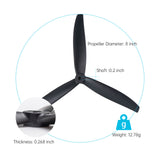 8040 8x4x3 Tri-Blade 8-Inch FPV Propeller Set, Long-Range & Freestyle Compatible, 2CW+2CCW Black (4Pcs)