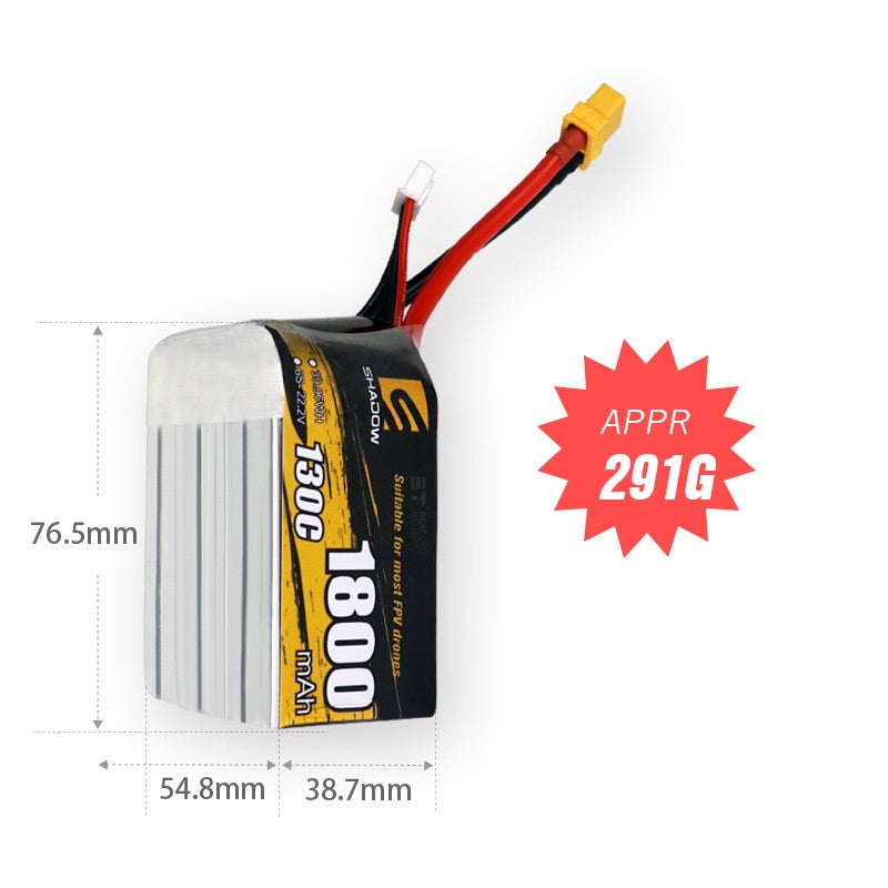1800mAh 130C LiPo Battery Series – 4S / 6S High-Capacity High-Burst Packs for FPV Racing & Freestyle (XT60)