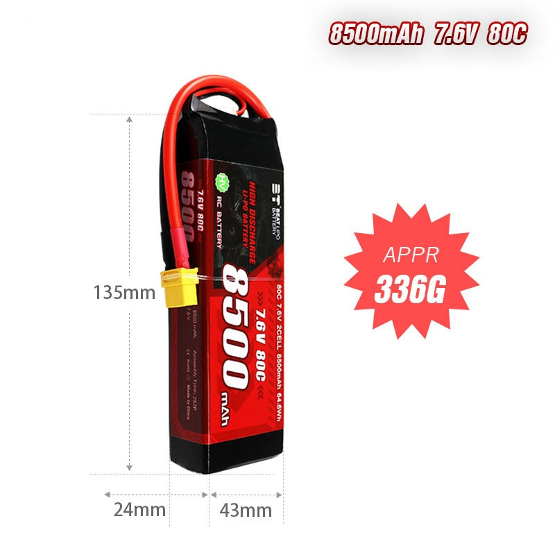 8500mAh 80C LiHV Battery Series – 2S / 3S / 4S High-Capacity Packs for RC Cars & FPV Drones (XT60 / T-Plug)