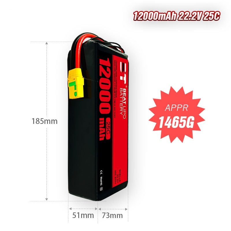 12000mAh 25C LiPo Battery Series – 6S / 8S High-Capacity Long-Endurance Packs for Heavy-Lift UAVs (XT90)
