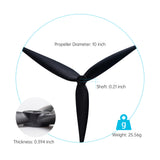 1050 10x5x3 Tri-Blade 10-Inch FPV Propeller Set – Reinforced Nylon, High-Efficiency for DIY RC Drones, 2CW+2CCW Black (4Pcs)