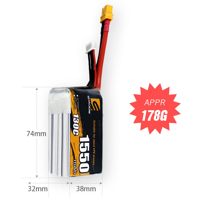 1550mAh 130C LiPo Battery Series – 4S / 6S Lightweight High-Burst Packs for FPV Racing & Freestyle (XT60)