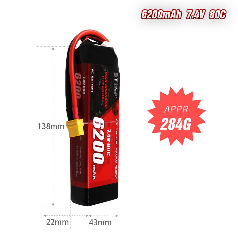 6200mAh 80C LiPo Battery Series – 2S / 3S High-Capacity High-Burst Packs for RC Cars & FPV Drones (XT60 / T-Plug)
