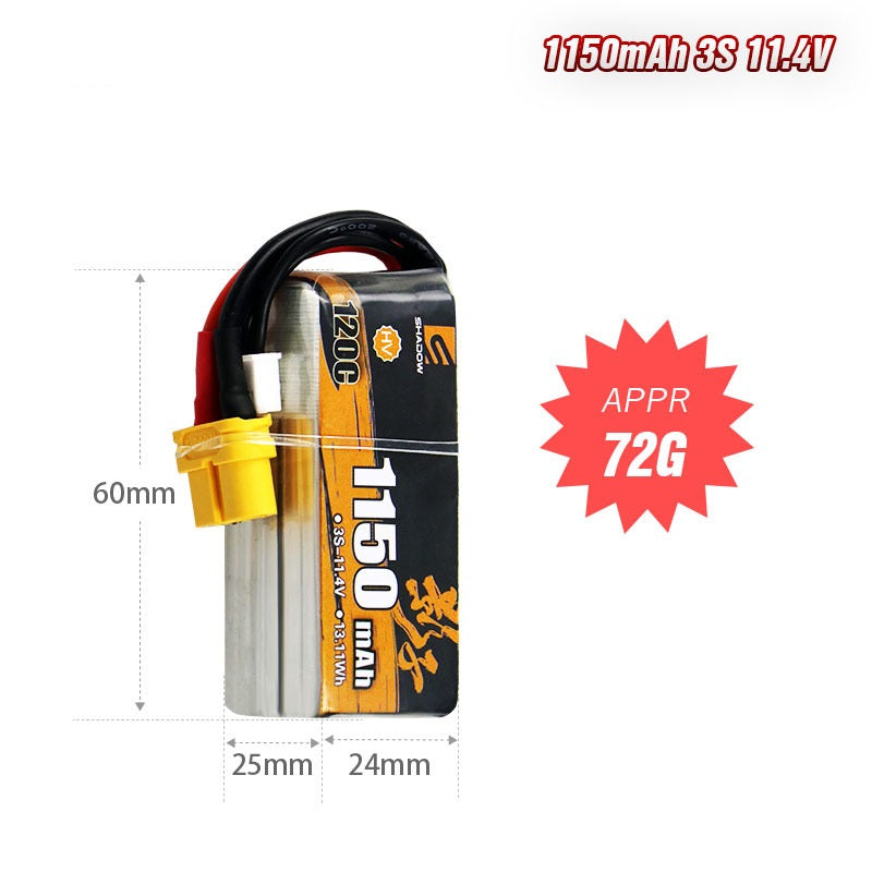 1150mAh LiHV Battery Series – 2S-6S 120C High-Voltage Packs for FPV Drones & Mini RC (XT30)