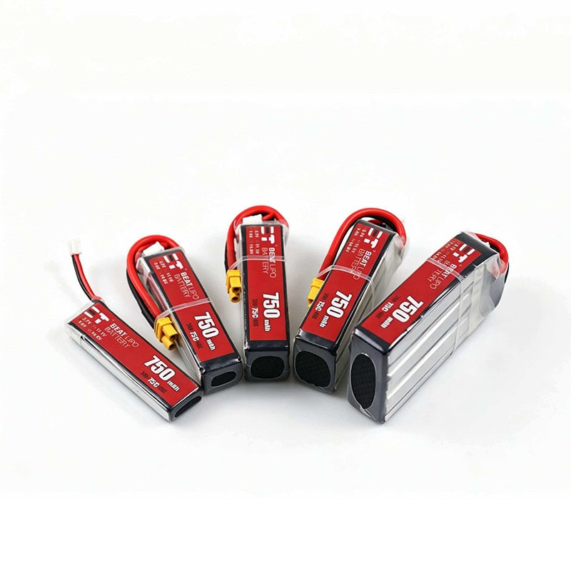 750mAh 75C LiPo Battery Series – 1S-4S Ultra-Light Packs for Micro FPV Drones & Mini RC (PH2.0 / XT30)