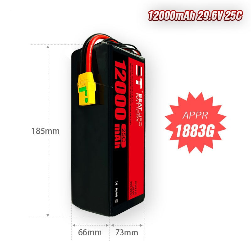 12000mAh 25C LiPo Battery Series – 6S / 8S High-Capacity Long-Endurance Packs for Heavy-Lift UAVs (XT90)