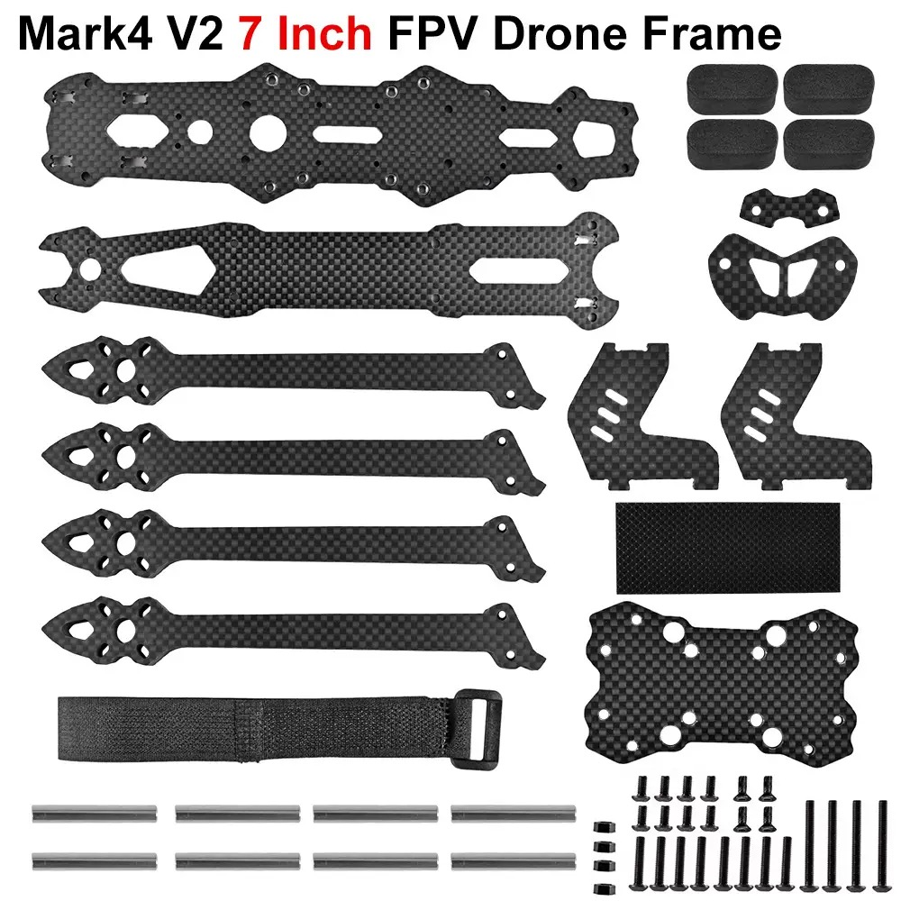 Mark 4 V2 7" FPV Racing Frame Kit – 3K T300 Carbon Fiber, H-Type, 6mm Arms, Freestyle/Long Range Build