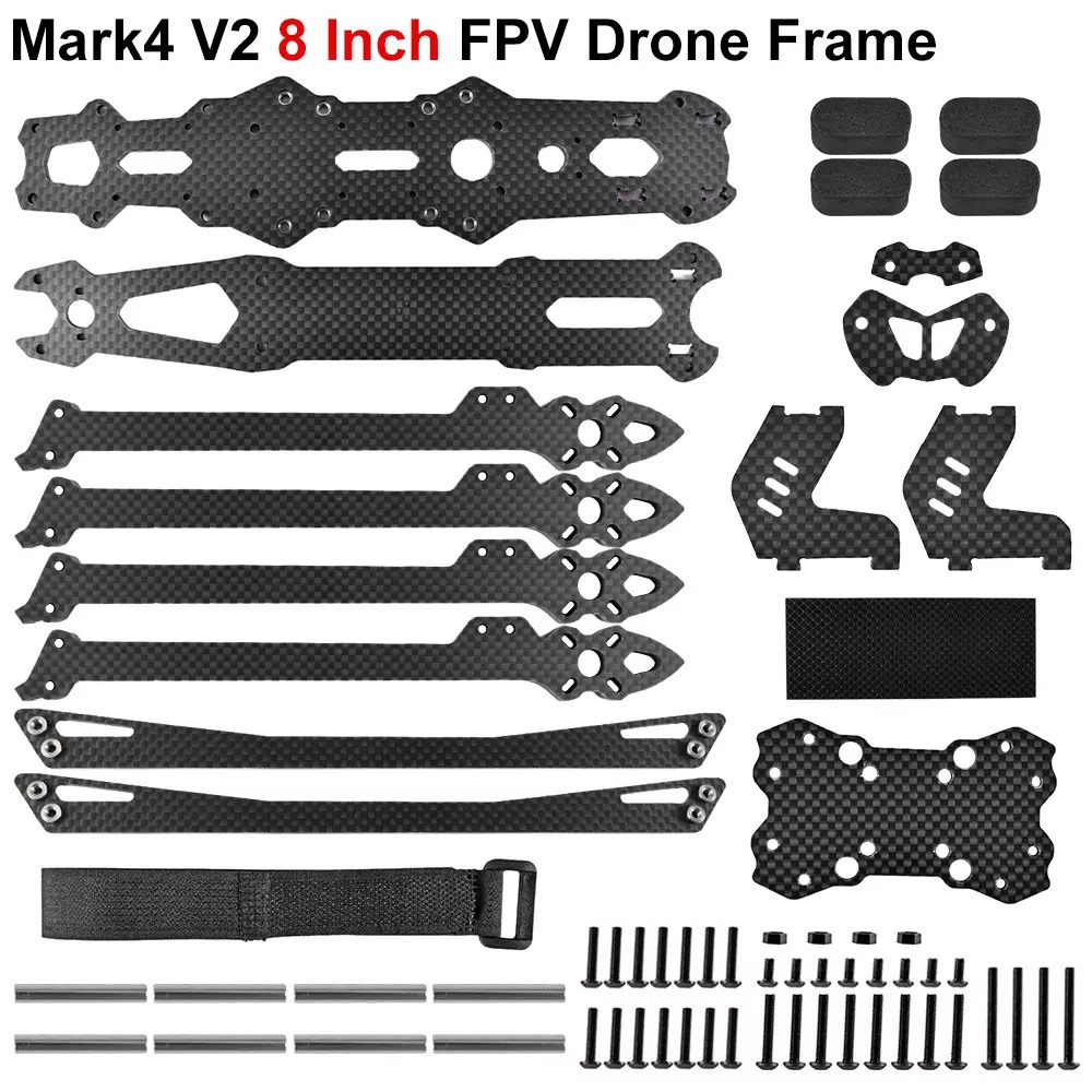 Mark 4 V2 8" FPV Long Range Frame Kit – 368mm Wheelbase, 3K T300 Carbon, 6mm Arms, H-Type