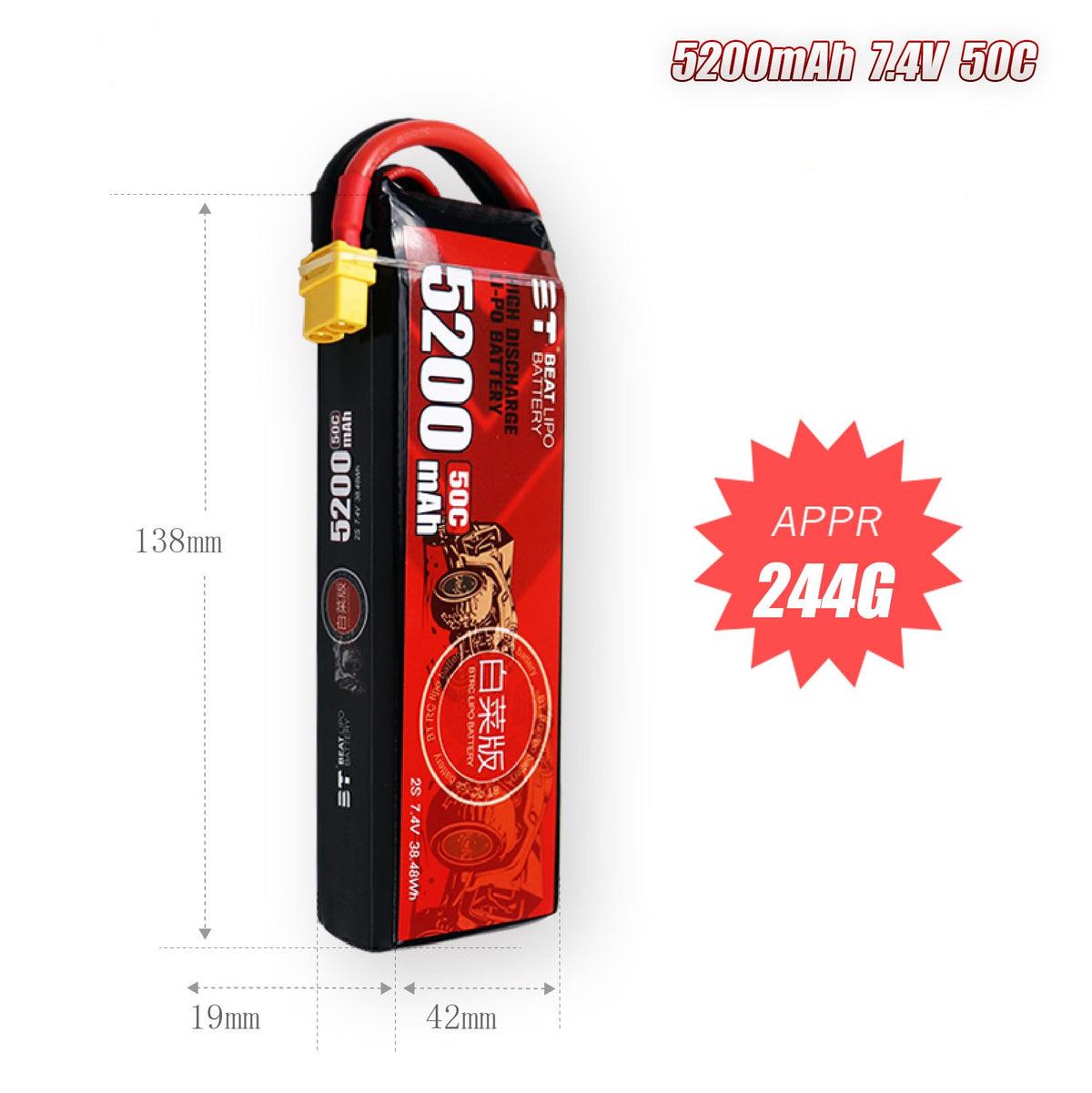 5200mAh 50C Softcase LiPo Battery Series – 2S / 3S Lightweight High-Capacity Packs for FPV Drones & RC (XT60 / T-Plug)